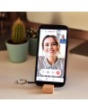 Bambusowy brelok z podstawką pod telefon, beżowy