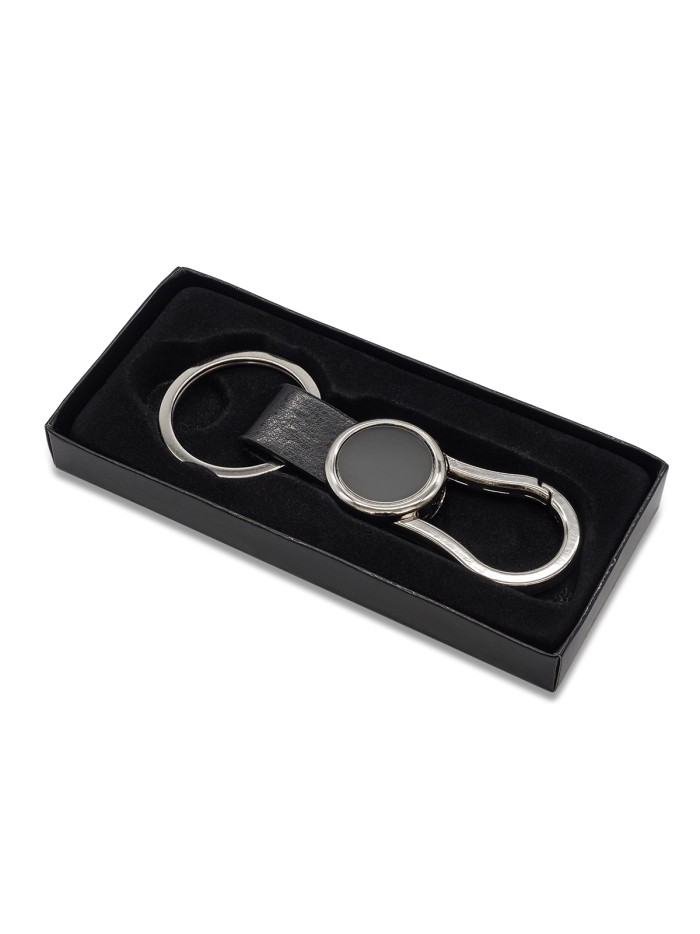 Brelok z karabińczykiem Leo, czarny