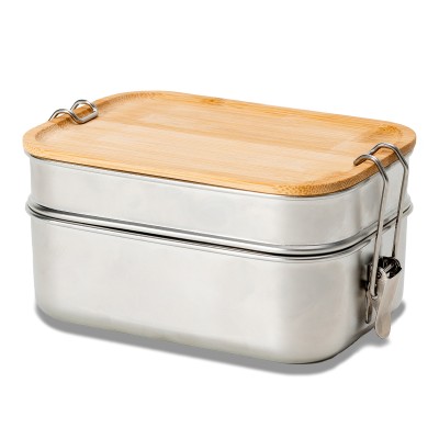 Double lunch box Alcora 1100 ml, srebrny