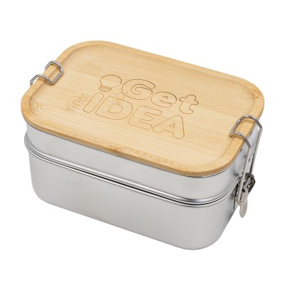Double lunch box Alcora 1100 ml, srebrny