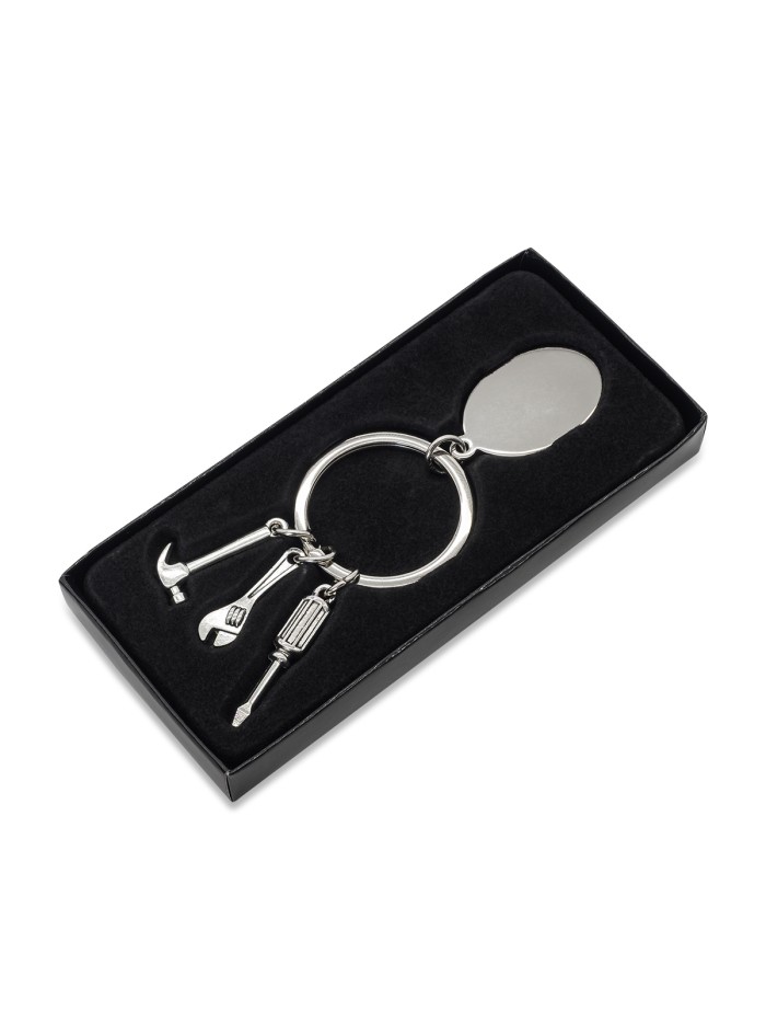 Brelok z motywem narzędzi Clemi, srebrny