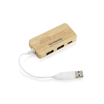 Rozdzielacz bambusowy HUB USB z wymienną wtyczką - RIVO